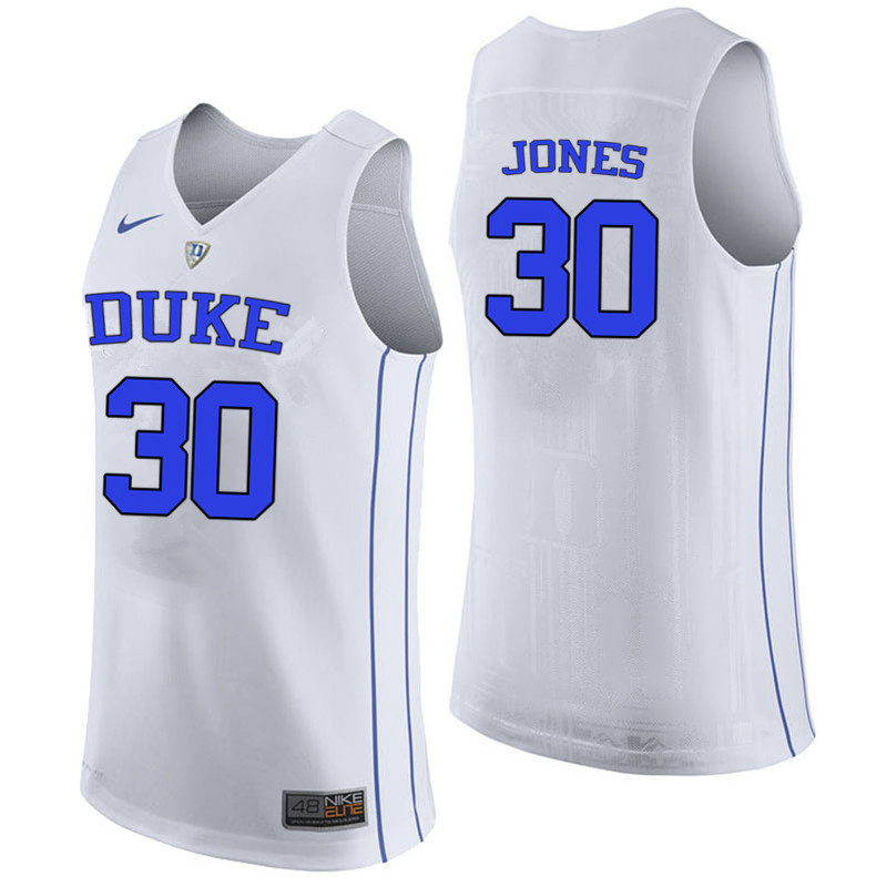 Duke Blue Devils #30 Dahntay Jones College Basketball Jerseys-White